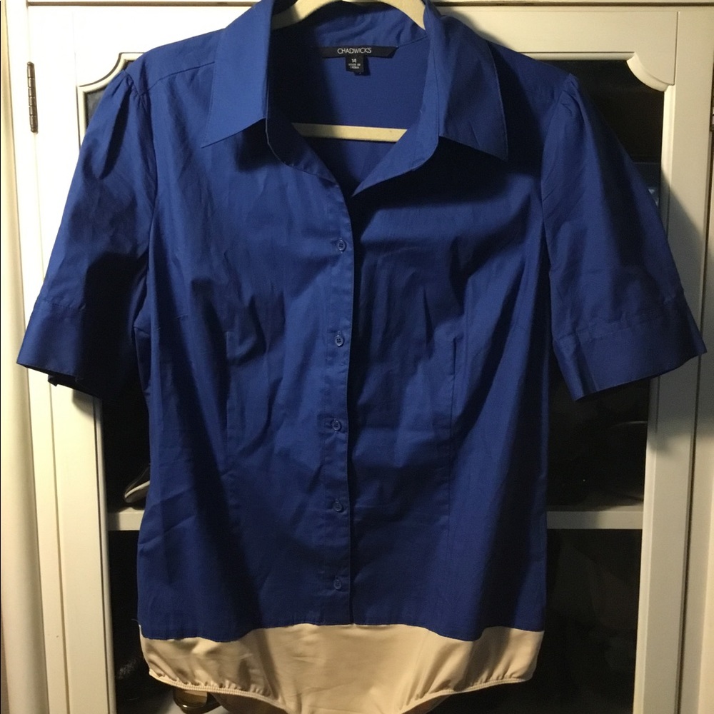 Chadwicks Blue dress shirt body suit
